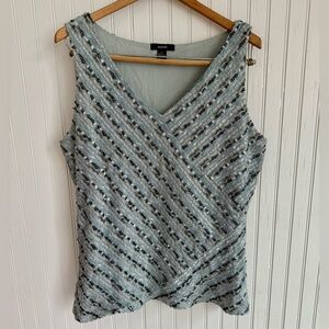 Alfani Light Blue and Silver Sparkle Tank Top Size XL